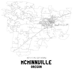 Mcminnville Oregon. US street map with black and white lines.