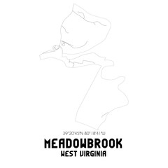 Meadowbrook West Virginia. US street map with black and white lines.