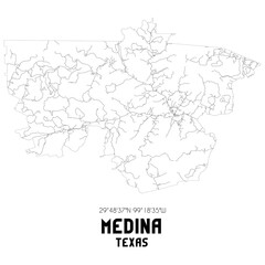 Medina Texas. US street map with black and white lines.