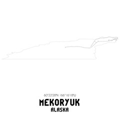 Mekoryuk Alaska. US street map with black and white lines.