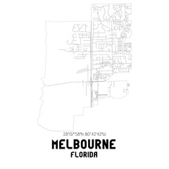 Obraz premium Melbourne Florida. US street map with black and white lines.