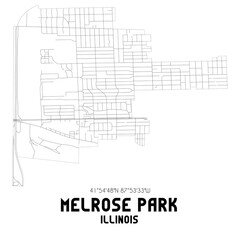 Melrose Park Illinois. US street map with black and white lines.