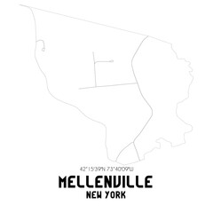 Mellenville New York. US street map with black and white lines.