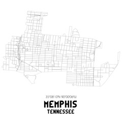 Memphis Tennessee. US street map with black and white lines.