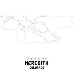 Meredith Colorado. US street map with black and white lines.
