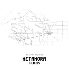 Fototapeta na wymiar Metamora Illinois. US street map with black and white lines.