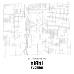 Obraz premium Miami Florida. US street map with black and white lines.