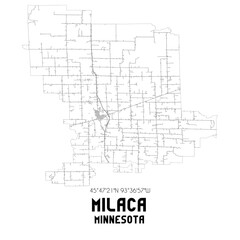 Milaca Minnesota. US street map with black and white lines.