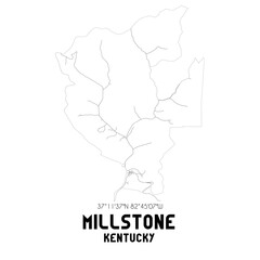Millstone Kentucky. US street map with black and white lines.