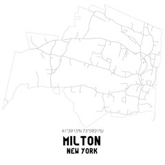 Milton New York. US street map with black and white lines.