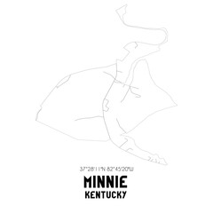 Minnie Kentucky. US street map with black and white lines.