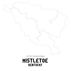 Mistletoe Kentucky. US street map with black and white lines.