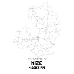 Obraz premium Mize Mississippi. US street map with black and white lines.