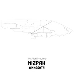 Mizpah Minnesota. US street map with black and white lines.