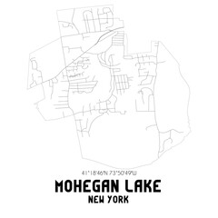 Fototapeta na wymiar Mohegan Lake New York. US street map with black and white lines.