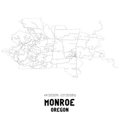 Obraz premium Monroe Oregon. US street map with black and white lines.