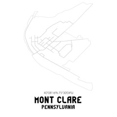 Mont Clare Pennsylvania. US street map with black and white lines.