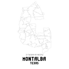 Montalba Texas. US street map with black and white lines.