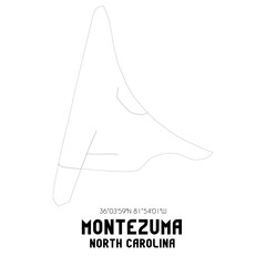 Montezuma North Carolina. US street map with black and white lines.