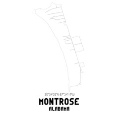 Montrose Alabama. US street map with black and white lines.