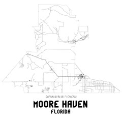 Moore Haven Florida. US street map with black and white lines.