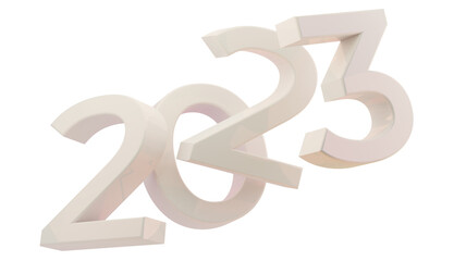 year symbol 2023 white 3d-illustration