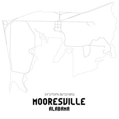 Mooresville Alabama. US street map with black and white lines.