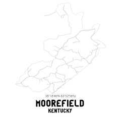 Moorefield Kentucky. US street map with black and white lines.