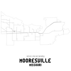 Mooresville Missouri. US street map with black and white lines.