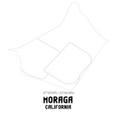 Moraga California. US street map with black and white lines.