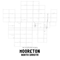 Mooreton North Dakota. US street map with black and white lines.