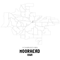 Moorhead Iowa. US street map with black and white lines.