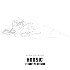 Moosic Pennsylvania. US street map with black and white lines.