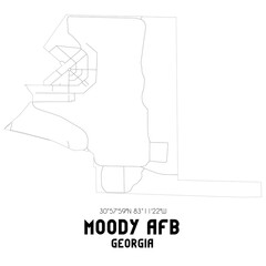 Moody Afb Georgia. US street map with black and white lines.