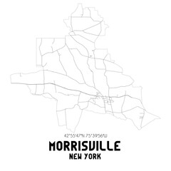 Morrisville New York. US street map with black and white lines.