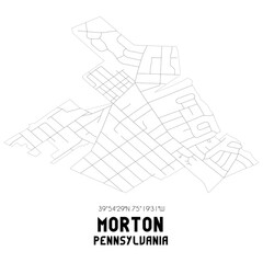 Morton Pennsylvania. US street map with black and white lines.