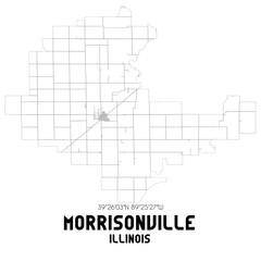 Morrisonville Illinois. US street map with black and white lines.