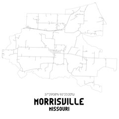 Morrisville Missouri. US street map with black and white lines.