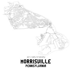 Morrisville Pennsylvania. US street map with black and white lines.