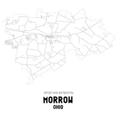 Morrow Ohio. US street map with black and white lines.
