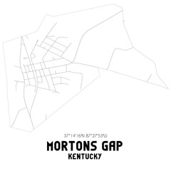 Mortons Gap Kentucky. US street map with black and white lines.