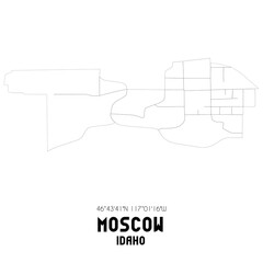 Moscow Idaho. US street map with black and white lines.