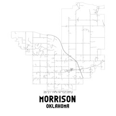Morrison Oklahoma. US street map with black and white lines.