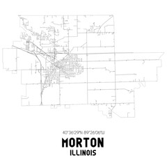 Obraz premium Morton Illinois. US street map with black and white lines.