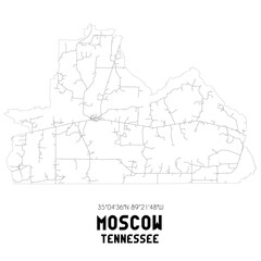 Moscow Tennessee. US street map with black and white lines.