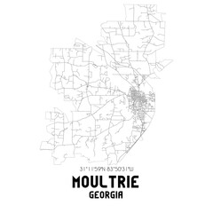 Moultrie Georgia. US street map with black and white lines.