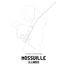 Mossville Illinois. US street map with black and white lines.