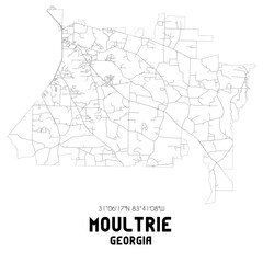 Fototapeta na wymiar Moultrie Georgia. US street map with black and white lines.