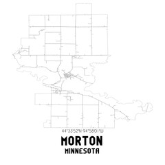Morton Minnesota. US street map with black and white lines.