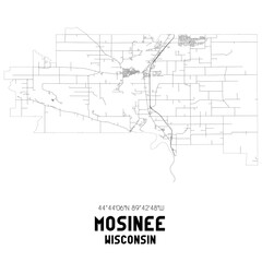 Mosinee Wisconsin. US street map with black and white lines.